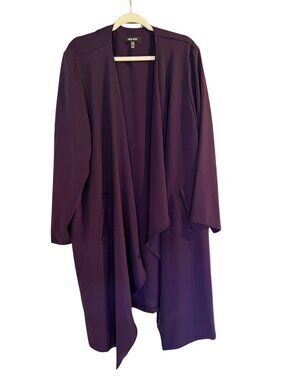 NWT Nine West Eggplant Purple Draped Open Front Duster Jacket Plus Size 3X